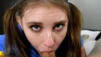 Innocent 18 year old virgin vlogger Melody Marks overwhelmed at first porn audition with creepy old man gags cries on cock for first time