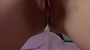 Quick fuck with hot teen in tight pussy and sucking dick - cum dripping out - close up