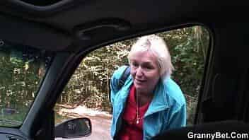 Granny is picked up from the road and fucked