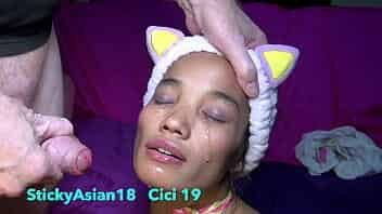 StickyAsian18 cutey Cici gets a fun cock ramming before watching TV