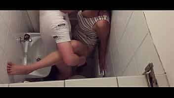 Hidden Cam shows a horny couple having a hot sex quickie in a public toilet