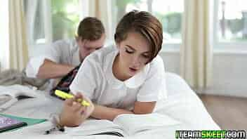 Distracting guy keeps looking up Natalie Porkmans skirt while she tries to memorize information