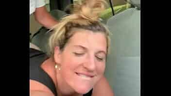 Amateur milf pawg fucks stranger in walmart parking lot in public with big ass and tan lines homemade couple