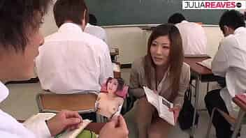 Asian teacher does group sex with her students