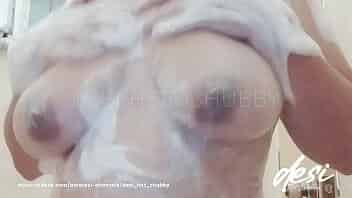 Desi Bhabhi Taking Shower Washing Her Big Boobs